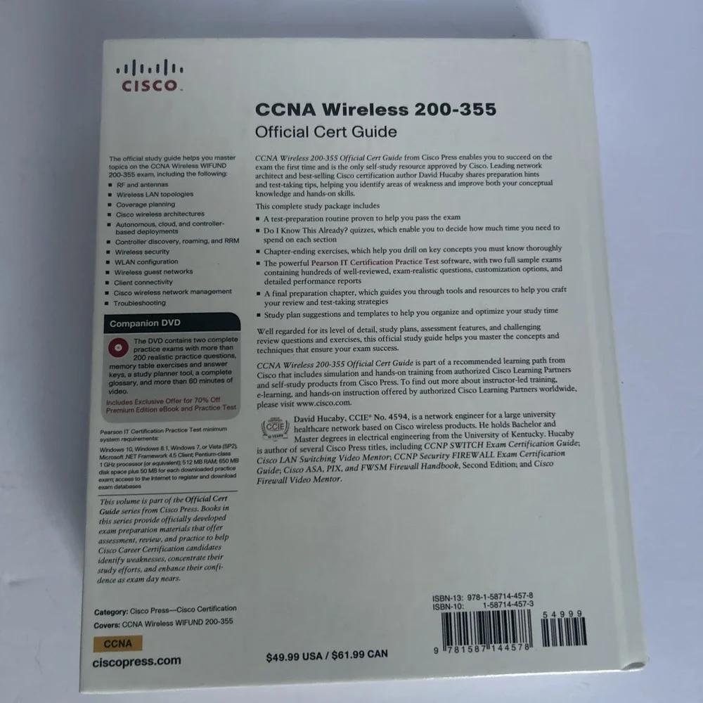 CCNA Wireless 200-355 Official Cert Guide David Hucaby Hardcover Good
